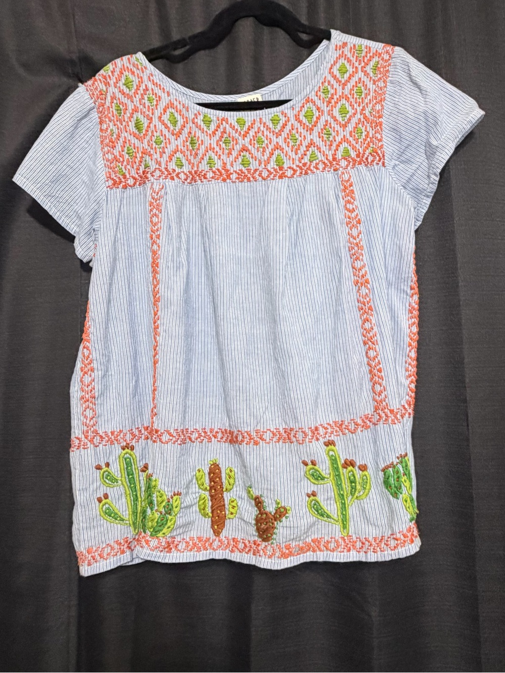 Sister Mary Embroidery Cactus Detail Blouse